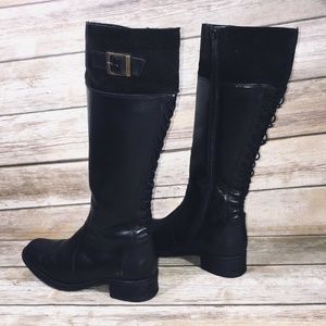 Rieker Tall Boots US 8 Riding EU 39 Corset Detail Black Anti-Stress Zip Winter